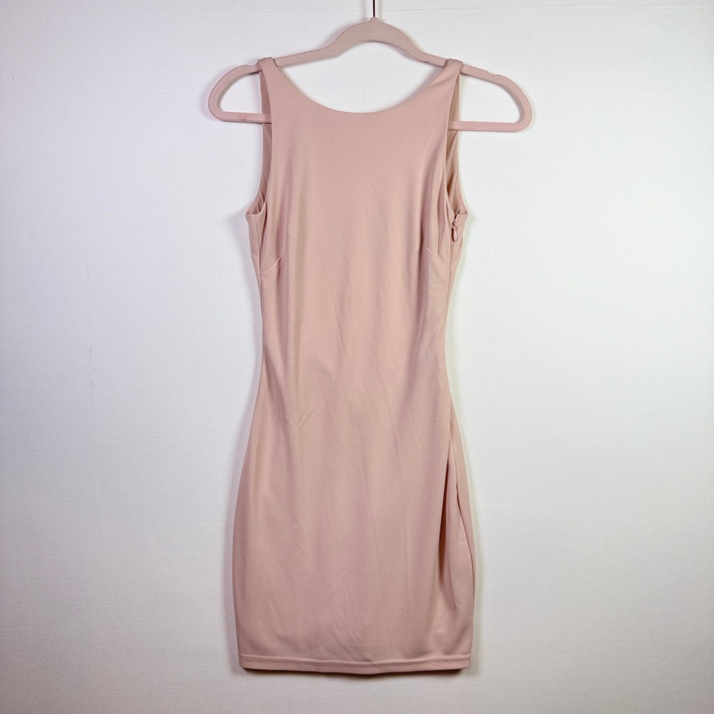 BEBE Pale Blush Rhinestone Open Back Bodycon Dress XXS
